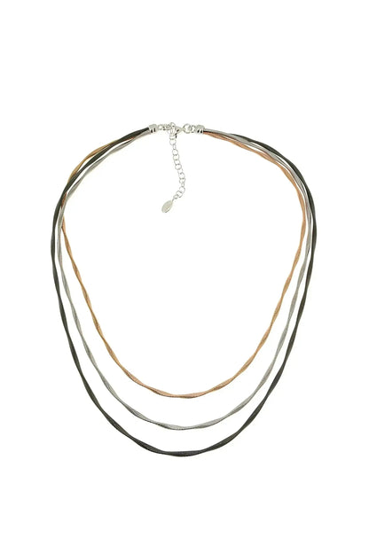 String 3 - collana in argento 925 3 fili con 3 colori